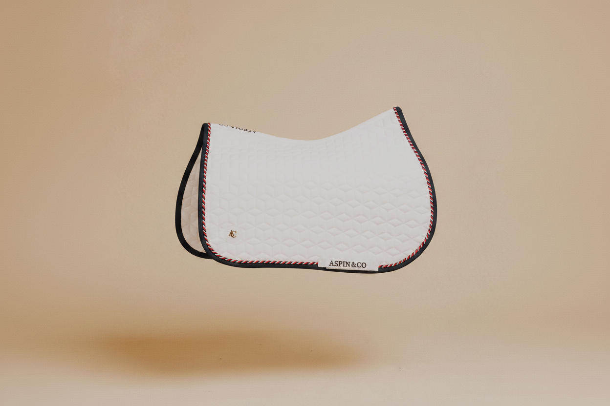 White & 🇬🇧 trim: Jumping Saddle pad
